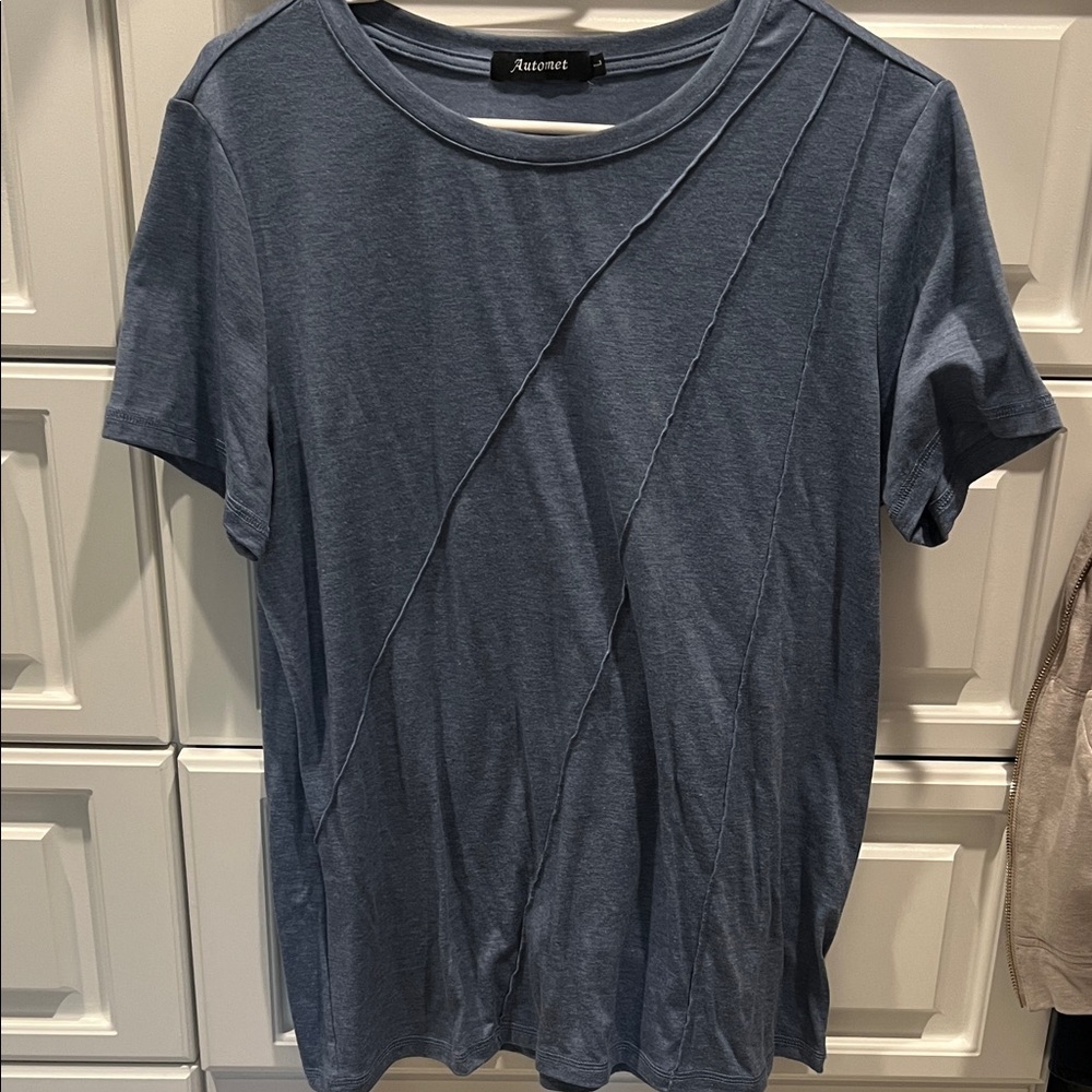 Automet Blue T-Shirt with Diagonal Seams